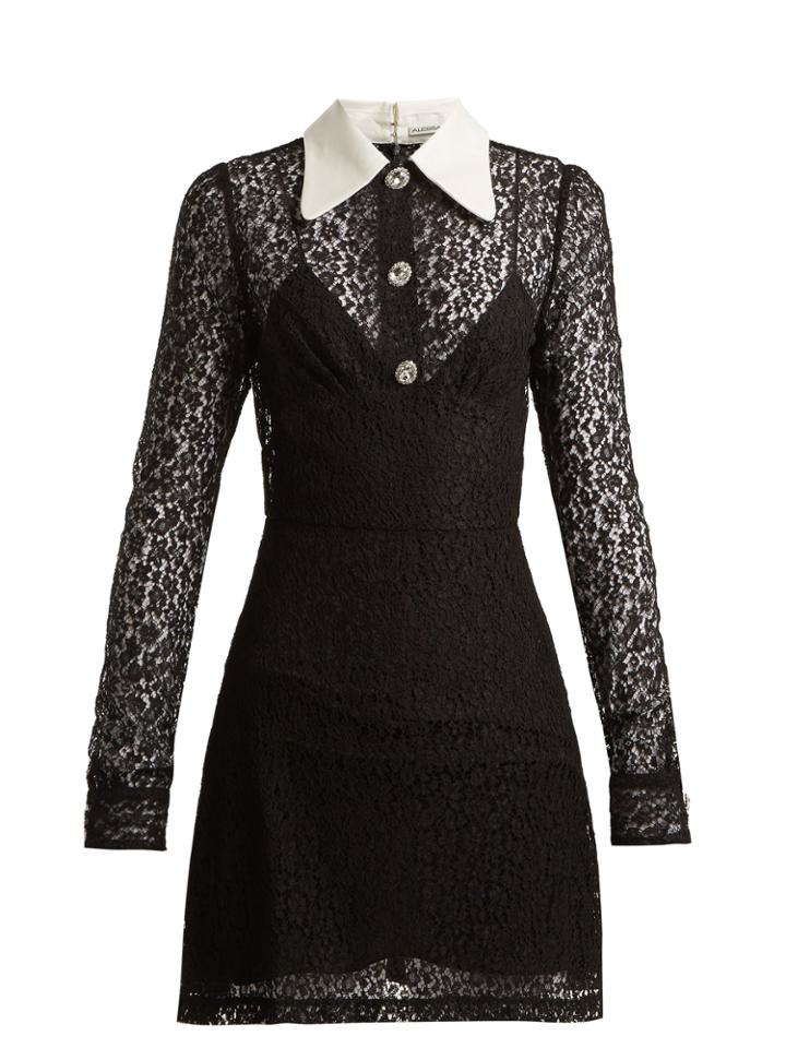 Alessandra Rich Crystal-embellished Floral-lace Dress