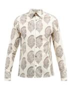 Mens Rtw 73 London - Floral-print Cotton-blend Shirt - Mens - Cream Multi