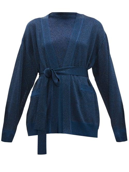 Matchesfashion.com Missoni - Belted Metallic Cardigan - Womens - Navy