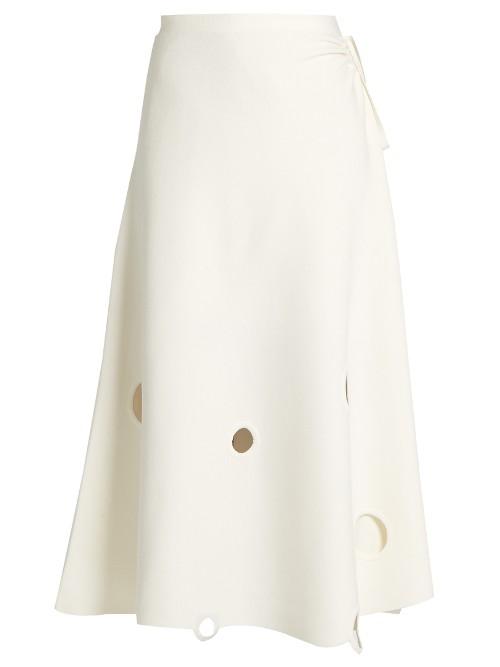 Rosie Assoulin Crater A-line Wool Skirt