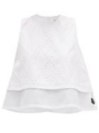 Matchesfashion.com 6 Moncler Noir Kei Ninomiya - Perforated Sleeveless Poplin Blouse - Womens - White