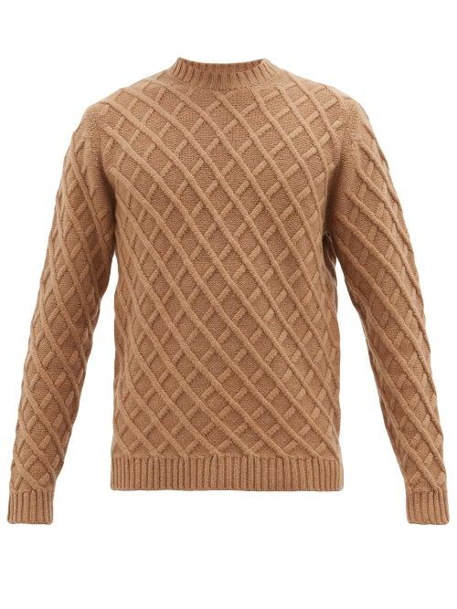 Matchesfashion.com Dunhill - Lattice-cable Cashmere Sweater - Mens - Beige