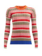 Matchesfashion.com Colville - Striped Cotton-blend Ribbed Sweater - Womens - Red Multi