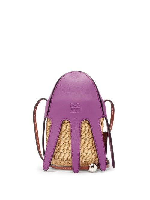 Matchesfashion.com Loewe Paula's Ibiza - Octopus Leather And Elephant-grass Mini Bag - Mens - Fuchsia