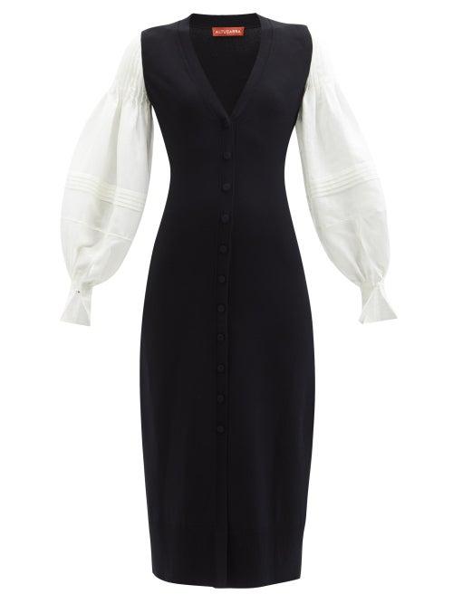 Altuzarra - Harmonia Puff-sleeve Linen-blend Dress - Womens - Black