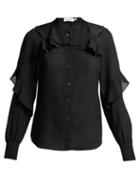 Matchesfashion.com Cefinn - Ruffled Voile Blouse - Womens - Black