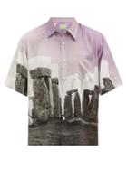 Matchesfashion.com Aries - Stonehenge-print Poplin Shirt - Mens - Multi