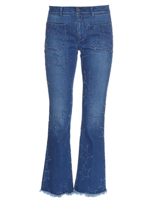 Stella Mccartney Star-distressed Cropped Kick-flare Jeans