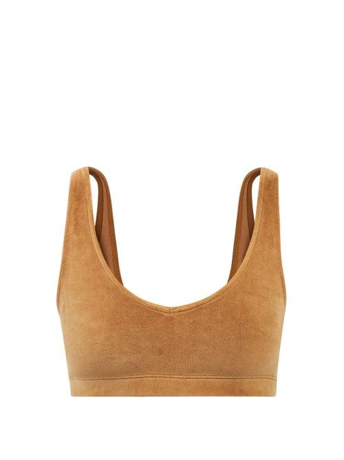 Skin - Aimee Cotton-blend Terry Cropped Top - Womens - Brown