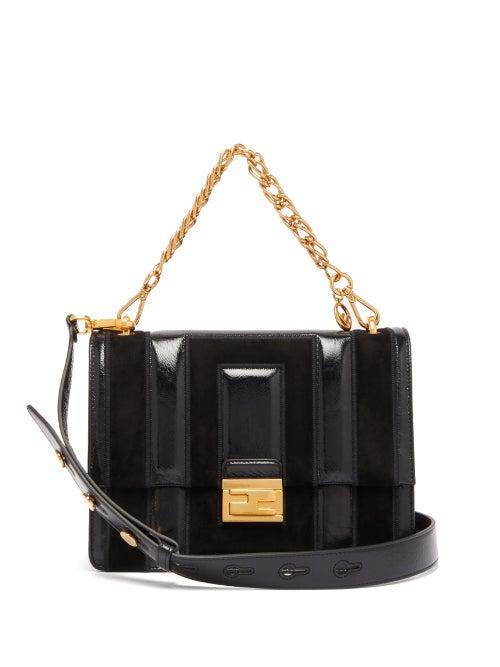 Matchesfashion.com Fendi - Kan U Medium Leather And Suede Cross Body Bag - Womens - Black