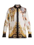 Versace Native American-print Sheer-silk Shirt