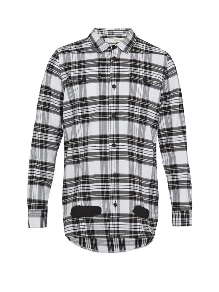 Off-white Logo-print Checked Cotton Shirt