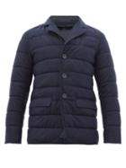 Matchesfashion.com Herno - Detachable Funnel Neck Quilted Flannel Jacket - Mens - Navy