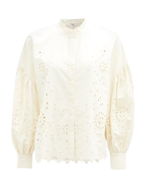 Matchesfashion.com Sea - Fern Broderie-anglaise Cotton-poplin Shirt - Womens - Cream