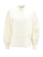 Matchesfashion.com Sea - Fern Broderie-anglaise Cotton-poplin Shirt - Womens - Cream