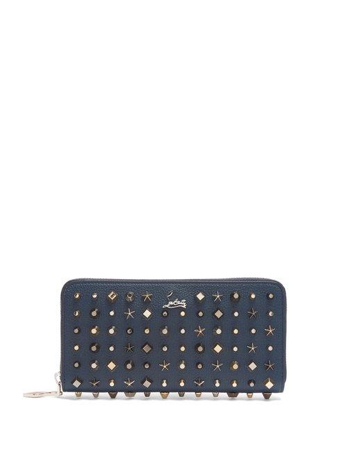 Matchesfashion.com Christian Louboutin - Panettone Stud Embellished Leather Wallet - Mens - Navy