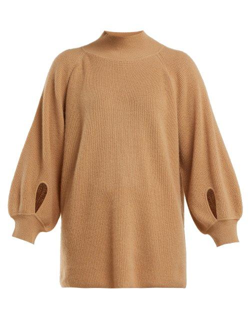 Matchesfashion.com Ryan Roche - Balloon Sleeved Cashmere Sweater - Womens - Beige