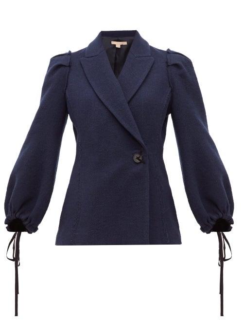 Matchesfashion.com Brock Collection - Pandolfi Double Breasted Boucl Jacket - Womens - Navy