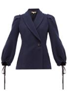 Matchesfashion.com Brock Collection - Pandolfi Double Breasted Boucl Jacket - Womens - Navy