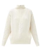 Matchesfashion.com Nili Lotan - Angela Zip-through Ribbed Cashmere Sweater - Womens - Ivory
