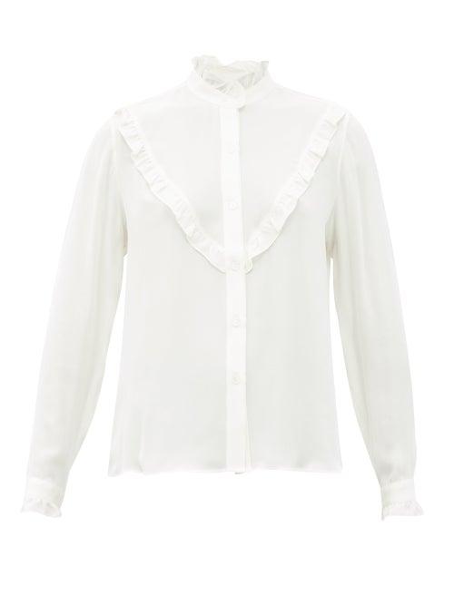 Matchesfashion.com Nili Lotan - Marcela Ruffled Silk Blouse - Womens - Ivory