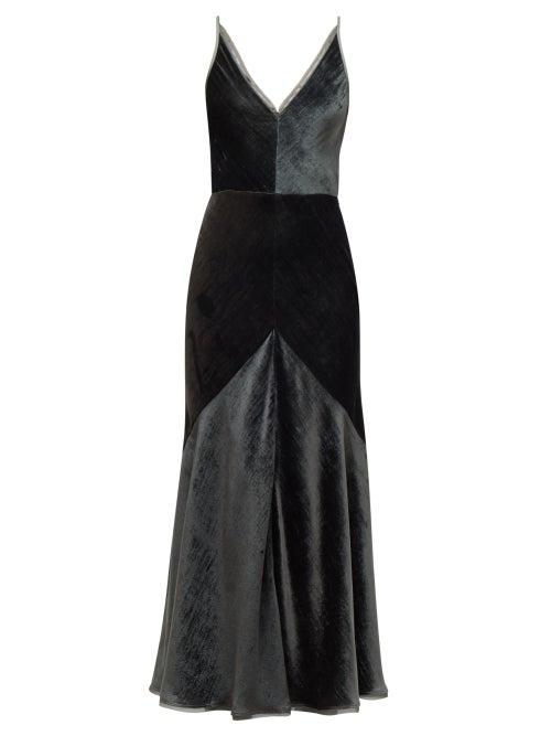Matchesfashion.com Gabriela Hearst - Bridget Velvet Midi Dress - Womens - Khaki
