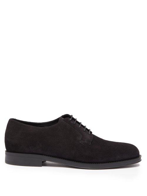 Matchesfashion.com Giorgio Armani - Suede Derby Shoes - Mens - Black