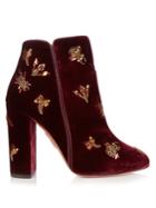 Aquazzura Fauna Insect-embellished Velvet Ankle Boots