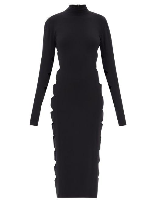 Norma Kamali - Alligator Side-slit Jersey Midi Dress - Womens - Black