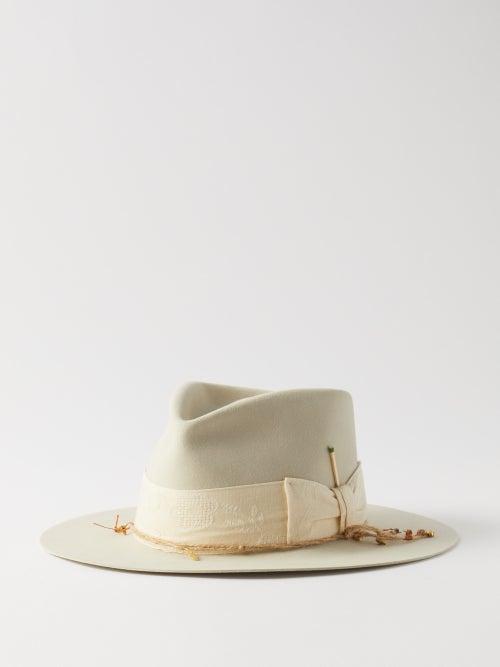 Nick Fouquet - Special Project Floral-embroidered Felt Fedora Hat - Mens - Cream