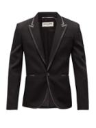 Matchesfashion.com Saint Laurent - Leather-trimmed Single-breasted Wool Blazer - Mens - Black