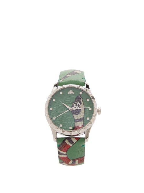 Matchesfashion.com Gucci - Le March Des Merveilles Leather Watch - Mens - Green