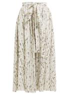Matchesfashion.com Emilia Wickstead - Evelyn Floral Print Cotton Blend Wrap Skirt - Womens - Ivory Multi