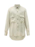 Matchesfashion.com Rochas - Detachable-collar Tie-dye Silk Shirt - Mens - Light Green