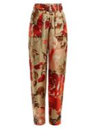 By. Bonnie Young Rose-print High-rise Silk Trousers