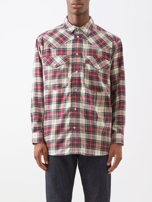 Isabel Marant - Manem Brushed Check-cotton Flannel Shirt - Mens - Burgundy Multi