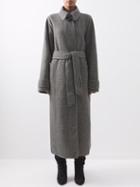 Raey - Belted Raglan-sleeve Puppytooth-wool Coat - Womens - Black Multi