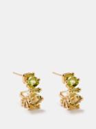 Suzanne Kalan - Peridot, Quartz & 14kt Gold Hoop Earrings - Womens - Green Multi