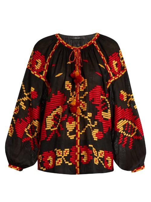 Vita Kin Poppy Embroidered Linen Blouse