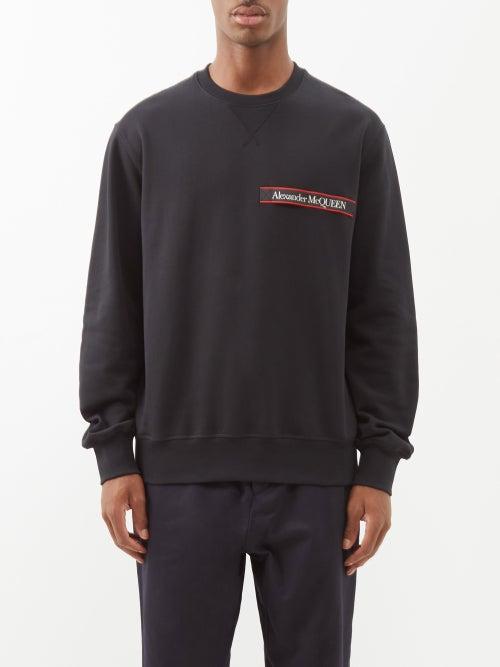 Alexander Mcqueen - Tape-logo Cotton-jersey Sweatshirt - Mens - Black