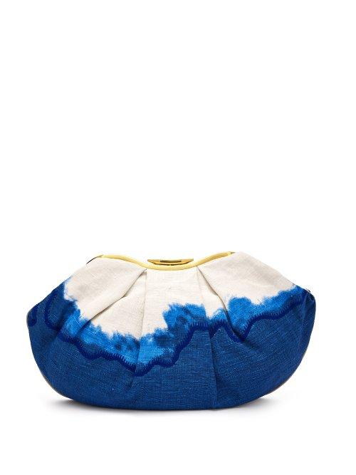 Matchesfashion.com Kilometre Paris - Sandolo Essaouira Embroidered Dip Dye Clutch - Womens - Blue Multi