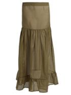 Matchesfashion.com Albus Lumen - Lola Gathered Silk Maxi Skirt - Womens - Khaki