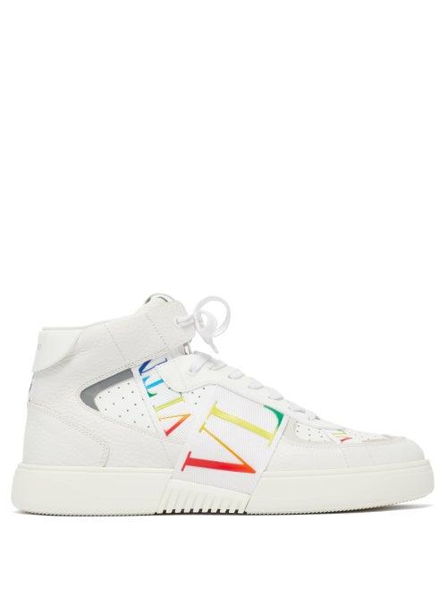 Matchesfashion.com Valentino Garavani - Vltn High-top Leather Trainers - Mens - White Multi