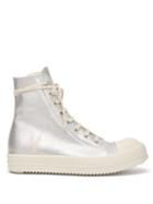 Matchesfashion.com Rick Owens Drkshdw - Metallic Canvas High Top Trainers - Mens - Silver