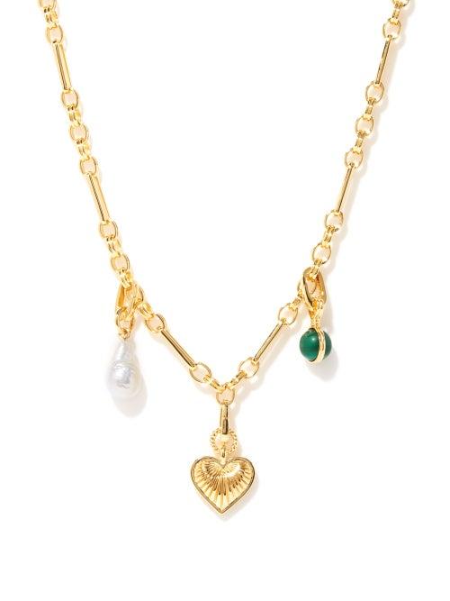 Missoma - Pearl, Malachite & 18kt Gold-plated Necklace - Womens - Gold Multi
