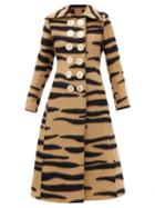 Matchesfashion.com Paco Rabanne - Double-breasted Tiger-striped Wool-blend Coat - Womens - Animal