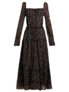 Matchesfashion.com Altuzarra - Lahiri Floral Print Silk Blend Dress - Womens - Black Print