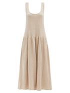 Matchesfashion.com Lauren Manoogian - Tier Drop-waist Knitted-cotton Slip Dress - Womens - Beige