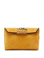 Matchesfashion.com Alexander Mcqueen - Knuckle Crystal-embellished Suede Clutch Bag - Womens - Beige