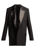 Matchesfashion.com Helmut Lang - Satin Panelled Wool Blend Tuxedo Jacket - Womens - Black